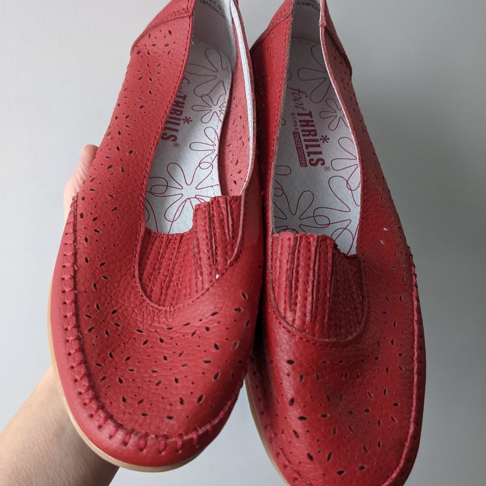 Thrills Red Perforated Slip-On Flats